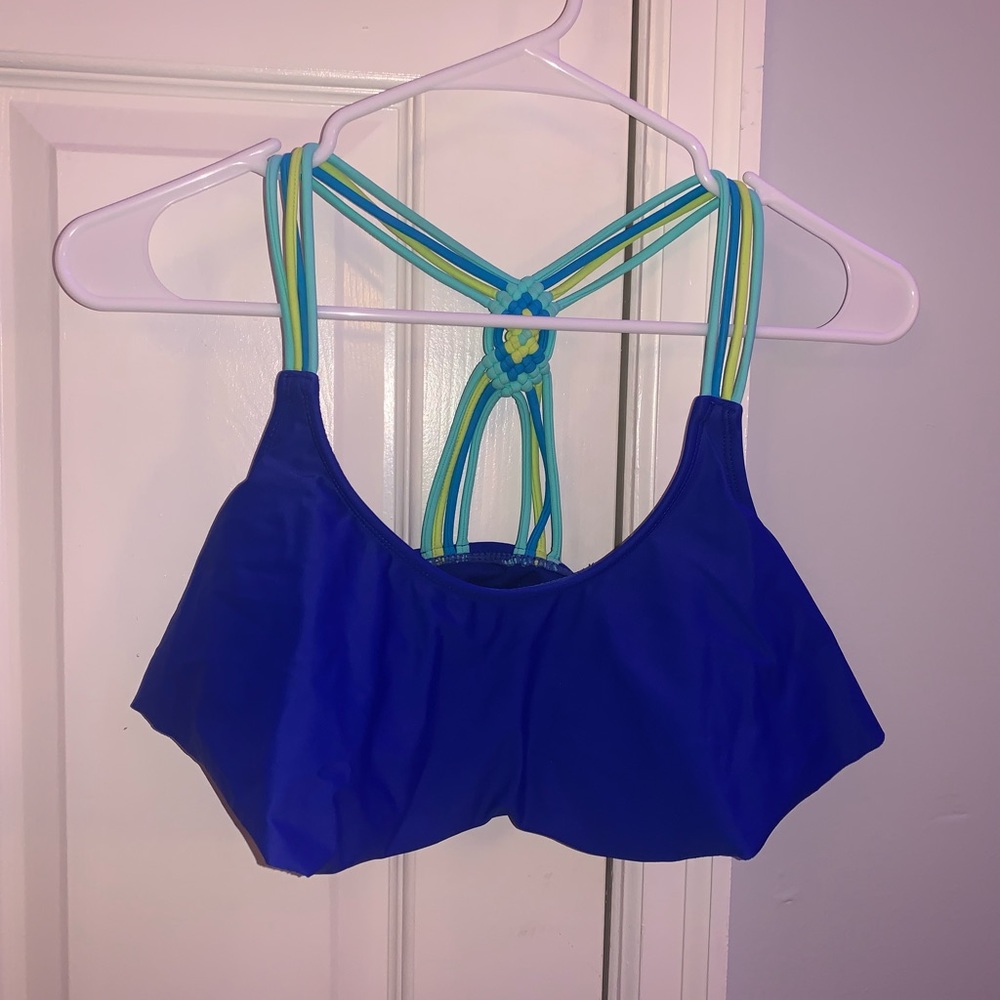 Blue & teal ruffle bikini top!